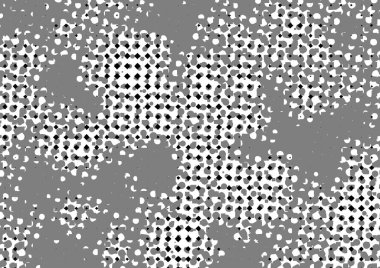 Üzerinde noktalar ve daireler olan beyaz ve siyah baskı tarzında soyut noktalı yarım ton arkaplan, kartvizit, poster, reklam için tek renkli arkaplan