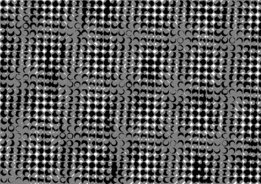 Üzerinde noktalar ve daireler olan beyaz ve siyah baskı tarzında soyut noktalı yarım ton arkaplan, kartvizit, poster, reklam için tek renkli arkaplan