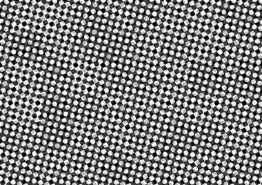 Üzerinde noktalar ve daireler olan beyaz ve siyah baskı tarzında soyut noktalı yarım ton arkaplan, kartvizit, poster, reklam için tek renkli arkaplan
