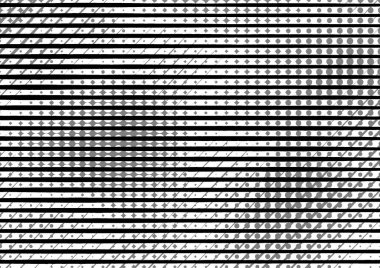 Üzerinde noktalar ve daireler olan beyaz ve siyah baskı tarzında soyut noktalı yarım ton arkaplan, kartvizit, poster, reklam için tek renkli arkaplan