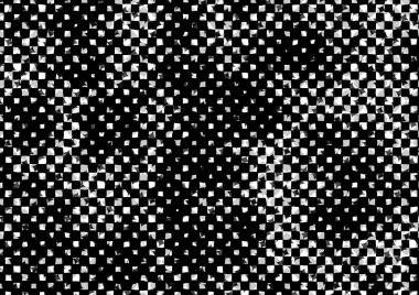 Üzerinde noktalar ve daireler olan beyaz ve siyah baskı tarzında soyut noktalı yarım ton arkaplan, kartvizit, poster, reklam için tek renkli arkaplan
