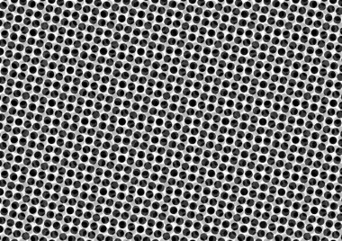 Üzerinde noktalar ve daireler olan beyaz ve siyah baskı tarzında soyut noktalı yarım ton arkaplan, kartvizit, poster, reklam için tek renkli arkaplan