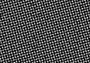 Üzerinde noktalar ve daireler olan beyaz ve siyah baskı tarzında soyut noktalı yarım ton arkaplan, kartvizit, poster, reklam için tek renkli arkaplan