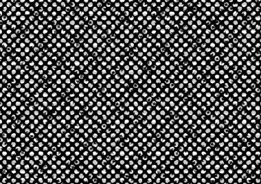 Üzerinde noktalar ve daireler olan beyaz ve siyah baskı tarzında soyut noktalı yarım ton arkaplan, kartvizit, poster, reklam için tek renkli arkaplan