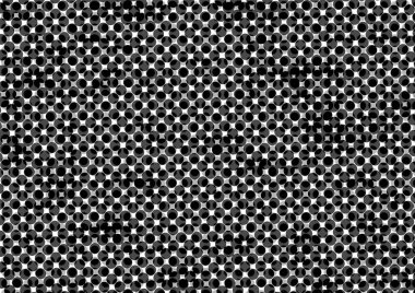 Üzerinde noktalar ve daireler olan beyaz ve siyah baskı tarzında soyut noktalı yarım ton arkaplan, kartvizit, poster, reklam için tek renkli arkaplan
