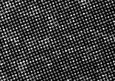 Üzerinde noktalar ve daireler olan beyaz ve siyah baskı tarzında soyut noktalı yarım ton arkaplan, kartvizit, poster, reklam için tek renkli arkaplan