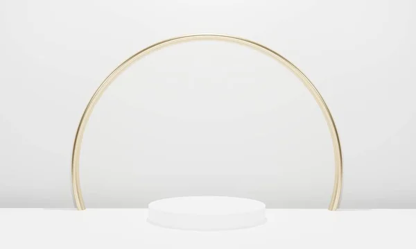 Beyaz renkli sunum için podyum ve fotokopi alanı ile minimalist tarzda sunum sahnesi, 3d soyut arkaplan tasarımı