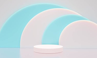 Pastel renk ve minimalizm tarzında sunum yapmak için podyum sahnesi, kopya alanı ile birlikte 3d görüntüleme, soyut arkaplan tasarımı