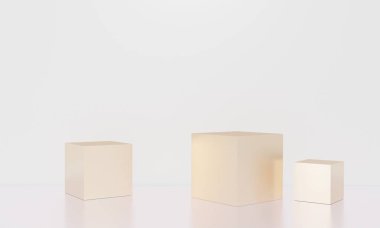 Pastel renk ve minimalizm tarzında sunum yapmak için podyum sahnesi, kopya alanı ile birlikte 3d görüntüleme, soyut arkaplan tasarımı