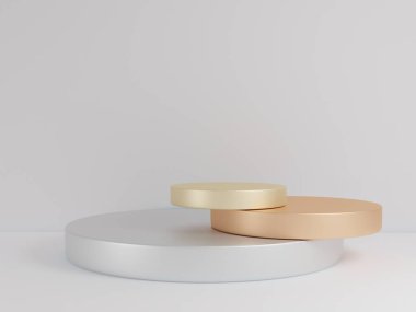 Pastel renk ve minimalizm tarzında sunum yapmak için podyum sahnesi, kopya alanı ile birlikte 3d görüntüleme, soyut arkaplan tasarımı