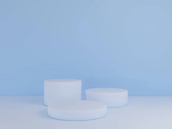 Mavi renk ve minimalizm tarzında sunum için podyum sahnesi, kopyalama alanı ile 3d soyut arkaplan tasarımı