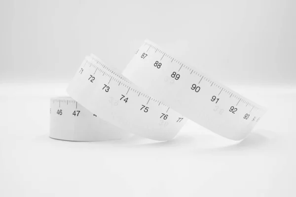 Medição métrica régua de fita métrica branca — Fotografia de Stock