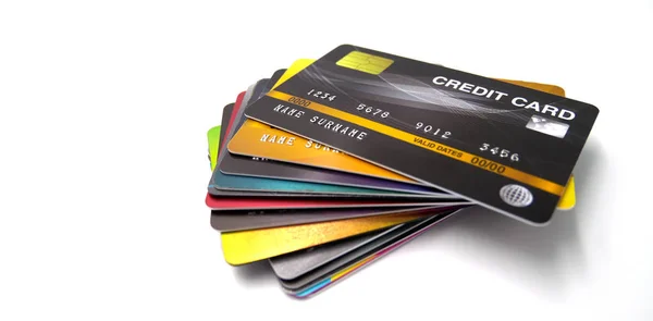 Mockup carta di credito, il metodo di pagamento popolare con carta di plastica e chip Immagine Stock