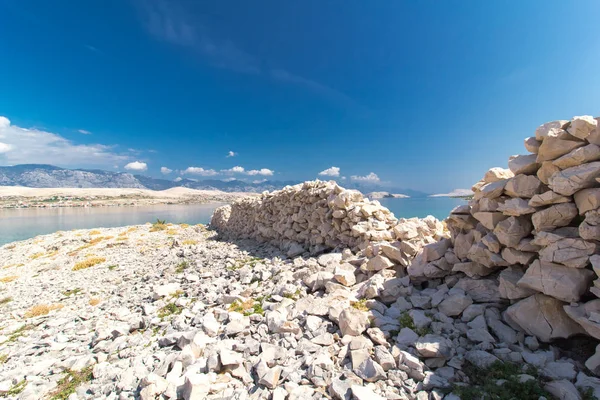 Stenen Muren Het Eiland Pag Kroatië Europa — Stockfoto