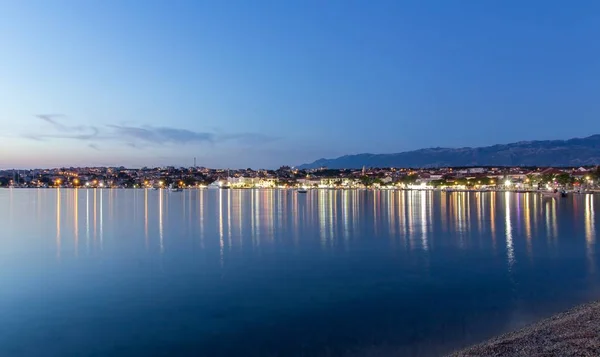 Stad Van Novalja Bij Nacht Kroatië Croatië Europa — Stockfoto