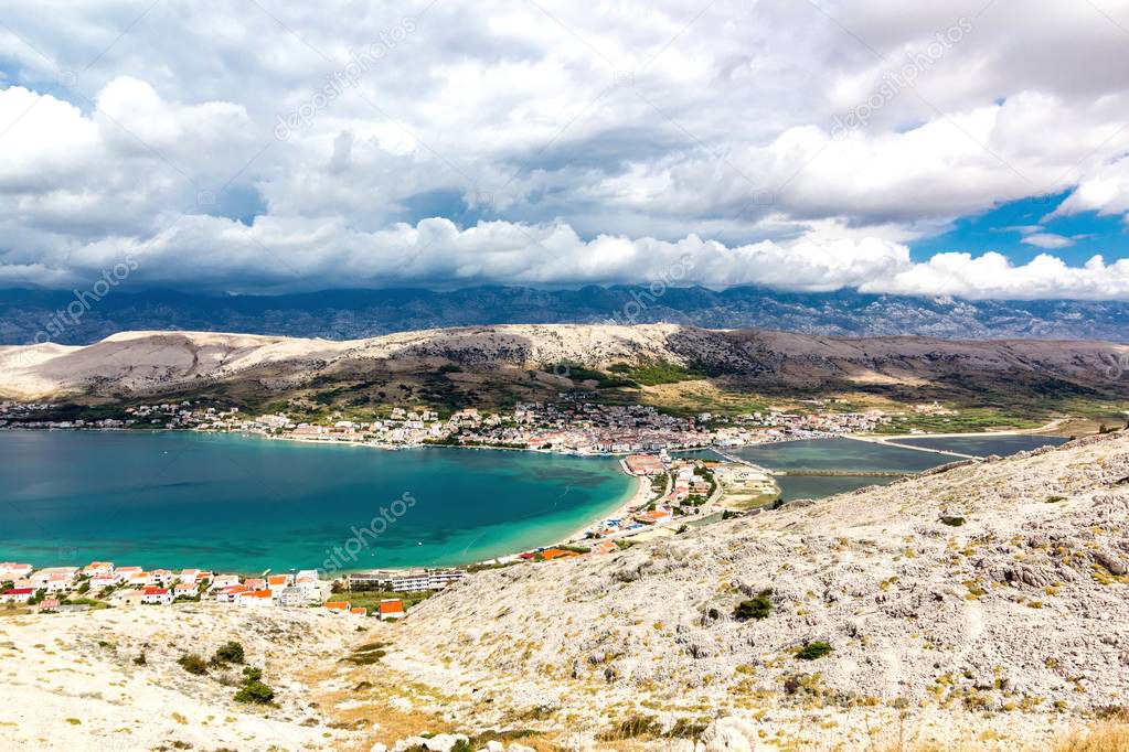 Landscape of Town of Pag, Pag island, Croatia
