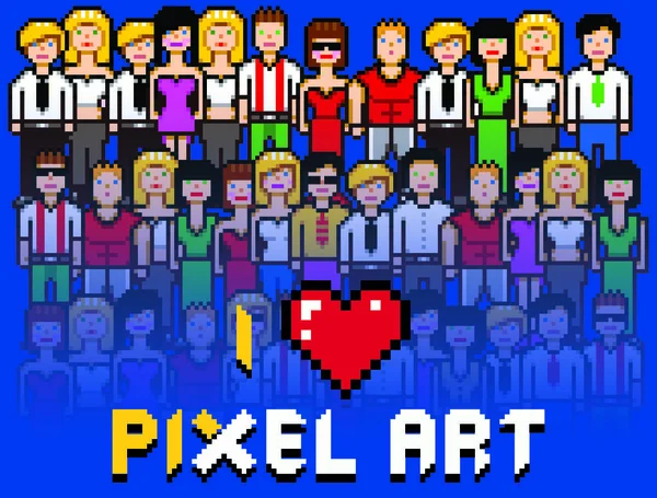 I love pixel art, people crowd illustration