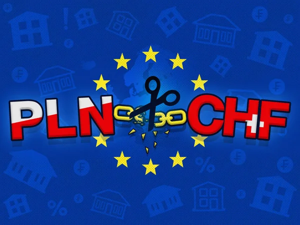 EU tribunal verdict, PLN loans indexed to CHF unlawful, news background — Stock Photo, Image