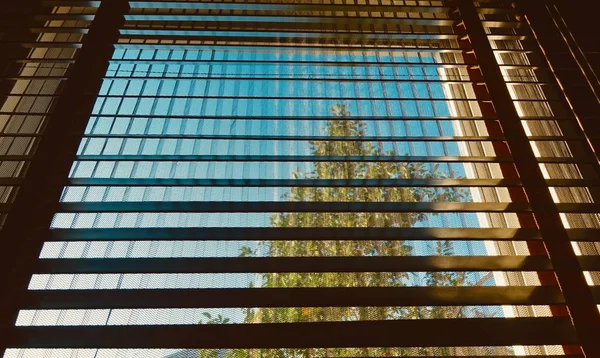 夕日の光の外木製ブラインド 装飾インテリア ホーム コンセプト — ストック写真