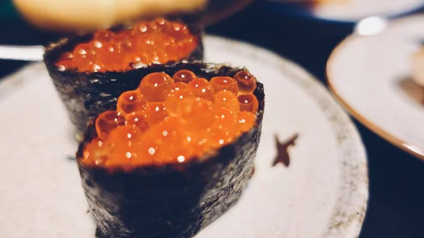 Sushi Com Sushi Garas Foie Top Fígado Ganso Arroz Japonês — Fotografia de Stock