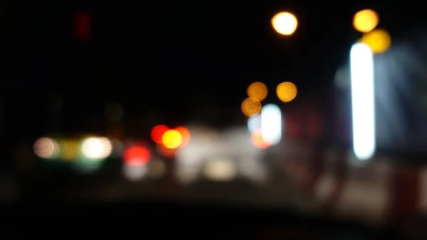 Abstraktes Bokeh Des Nächtlichen Lichterverkehrs Der Stadt Schöner Nächtlicher Hintergrund — Stockfoto