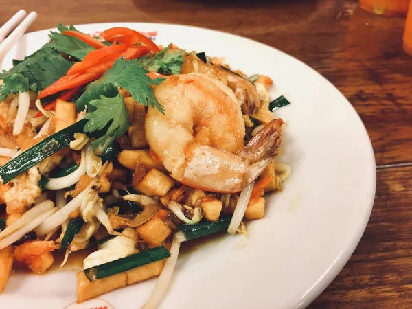 Gebratene Nudeln Thai Stil Pad Thai Dies Ist Streetfood Und — Stockfoto