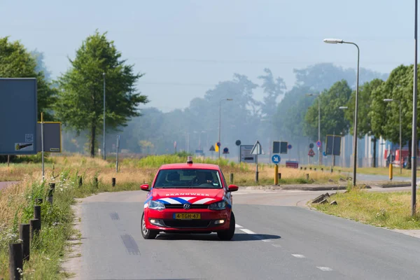 Hengelo Nizozemsko Července 2018 Hasiči Velitel Ovládání Auto Velkého Ohně — Stock fotografie
