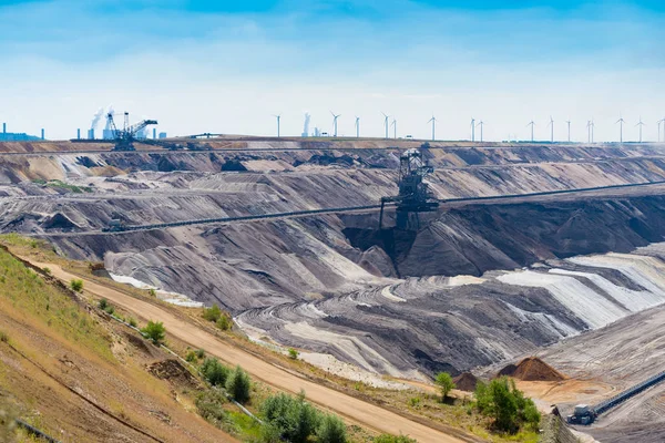 Enormous Bucket Wheel Excavator Open Pit Lignite Brown Coal Mine — Stock Photo, Image