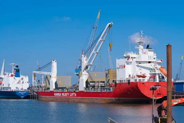 Rotterdam Nederländerna Maj 2017 Hansa Tunga Lyft Kärlet Rotterdams Hamn — Stockfoto