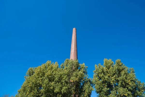 Out Order Chimney Peaking Some Tree Tops — Stock Photo, Image