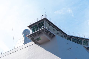 Rotterdam, Hollanda - 3 Eylül 2017: Karel kapıcı, Kraliyet Hollanda deniz kuvvetleri amfibi operasyonlar için bir Hollandalı çok fonksiyonlu destek gemisi detayını