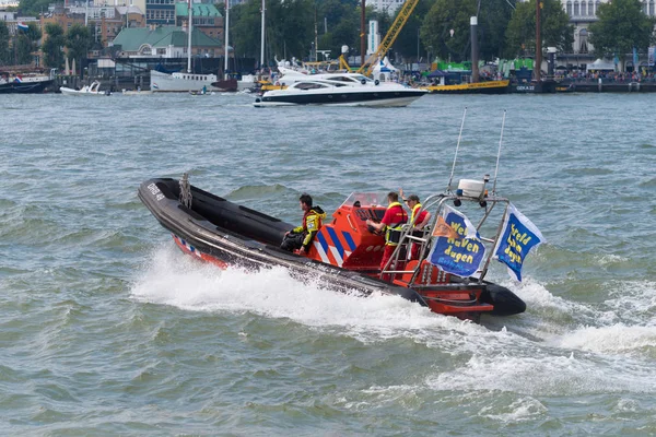 Rotterdão Países Baixos Setembro 2017 Manifestação Botes Salva Vidas Nos — Fotografia de Stock