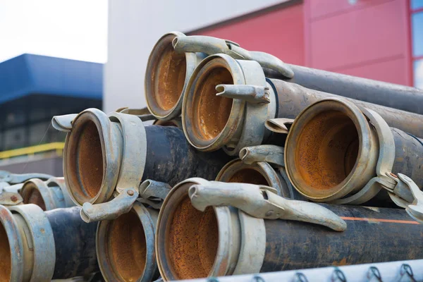 Piled Irrigation Pipes Clamps — Stock Photo, Image