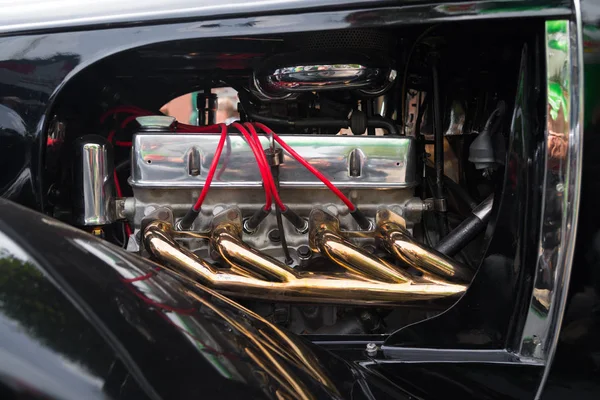 Nijverdal Ολλανδία Σεπτεμβρίου 2017 Γυαλισμένο Oldtimer Κινητήρα Αυτοκινήτου Στο Ένα — Φωτογραφία Αρχείου