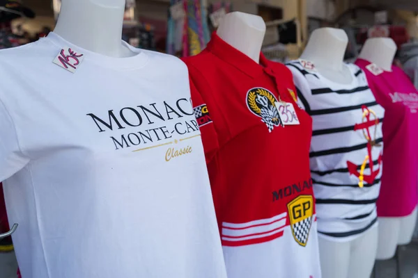 Monaco Outubro 2017 Loja Lembranças Com Camisetas Place Palais Ponto — Fotografia de Stock