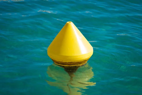 Floating Yellow Buoy Azur Blue Sea — Stock Photo, Image