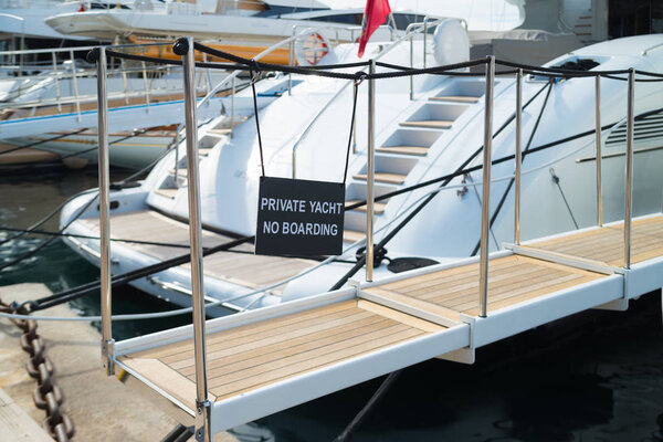 Gangway of a luxury yacht in the old port of Cannes, France
