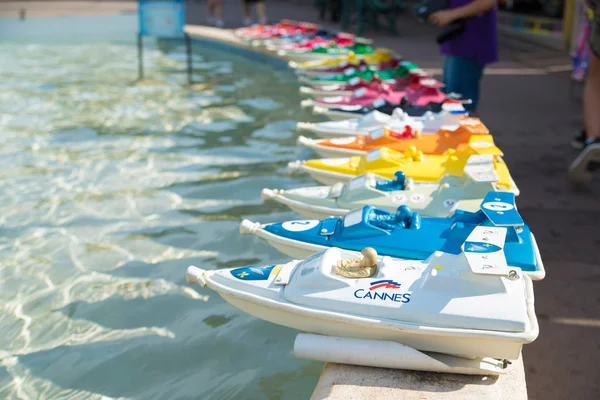 Colorful Remote Toy Speed Boats Cannes France — Stock Photo, Image