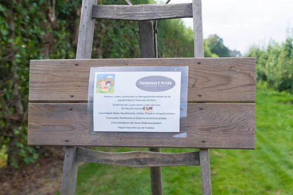 Welcome letter in an apple orchard — Stock Photo, Image