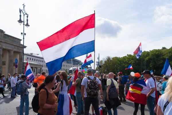 BERLİN, GERMANY - 29 AĞUSTOS 2020: Yüz binlerce insan Berlin sokaklarında covid-19 tedbirlerine karşı gösteri yapıyor 