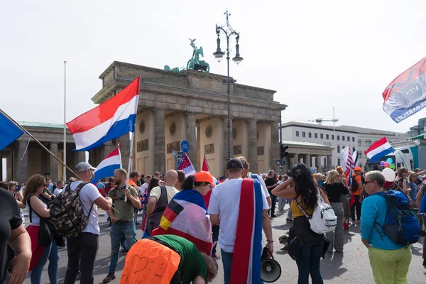 Berlín Německo Srpna 2020 Stovky Tisíc Lidí Demonstrují Ulicích Berlína — Stock fotografie