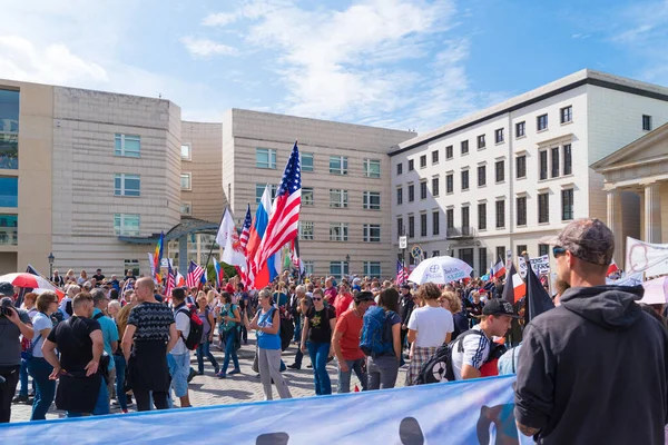 Berlin Deutschland August 2020 Hunderttausende Menschen Demonstrieren Auf Den Straßen — Stockfoto