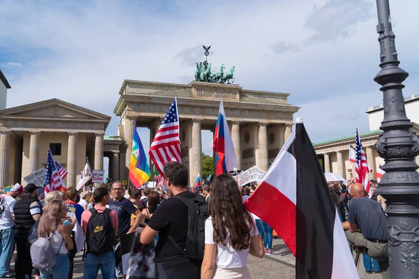 Berlin Deutschland August 2020 Hunderttausende Menschen Demonstrieren Auf Den Straßen — Stockfoto
