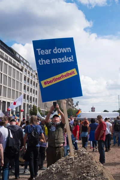 Berlin Allemagne Août 2020 Des Centaines Milliers Personnes Manifestent Dans — Photo