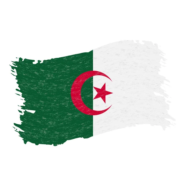 Flagga av Algeriet, Grunge abstrakt penseldraget isolerad på en vit bakgrund. Vektorillustration. — Stock vektor