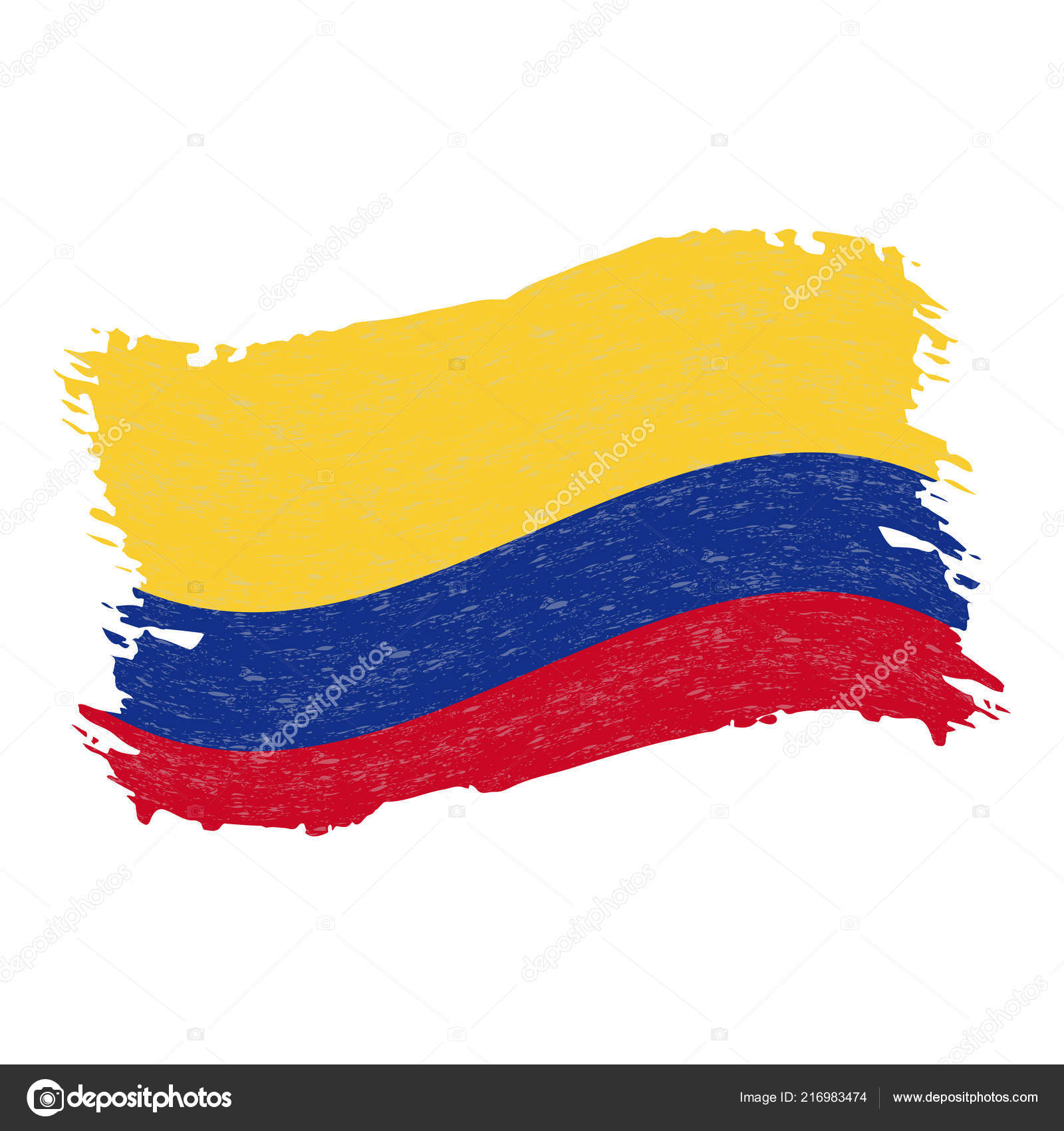 Bandera de Colombia, Grunge pincelada abstracta aislada ...