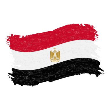 Mısır, beyaz bir arka plan üzerinde izole Grunge soyut fırça darbesi bayrağı. Vektör çizim.