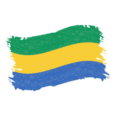Gabon, beyaz bir arka plan üzerinde izole Grunge soyut fırça darbesi bayrağı. Vektör çizim.
