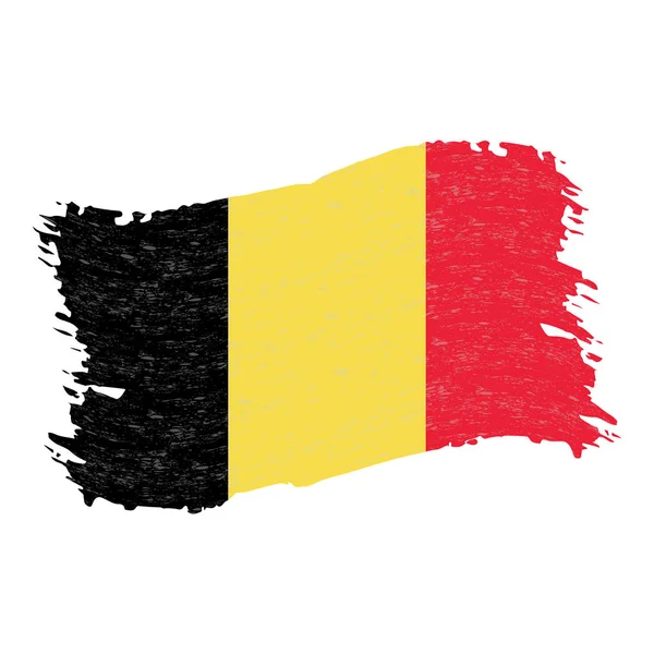 Belgium, Grunge absztrakt ecsetvonás elszigetelt fehér Background zászlaja. Vektoros illusztráció. — Stock Vector