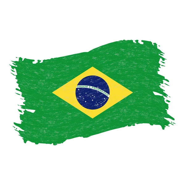 Flagge Brasiliens, Grunge abstrakter Pinselstrich isoliert auf weißem Hintergrund. Vektorillustration. — Stockvektor